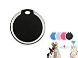 ZUDERXI Mini Cat/Dog GPS Tracking Locator, Small Portable Bluetooth Intelligent Anti-Lost Device for Luggages/Kid/Pet, Round Waterproof Bluetooth Alarms Device (Black)