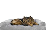 Furhaven Pet Dog Bed - Orthopedic Faux Fur and Velvet Traditional Sofa-Style Living Room Couch Pet Bed with Removable Cover for Dogs and Cats, Smoke Gray, Jumbo