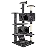 Nova Microdermabrasion 53 Inches Multi-Level Cat Tree Stand House Furniture Kittens Activity Tower with Scratching Posts Kitty Pet Play House (Grey)