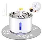 Comsmart Cat Water Fountain, 81 Ounce/2.4 Liters LED Pet Fountain Stainless Steel Automatic Drinking Water Dispenser for Cats, Dogs, Other Pets