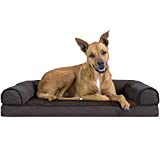 Furhaven Pet Dog Bed - Orthopedic Faux Fleece and Chenille Soft Woven Traditional Sofa-Style Living Room Couch Pet Bed with Removable Cover for Dogs and Cats, Coffee, Large