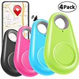 4 Pack Smart GPS Tracker Key Finder Locator Wireless Anti Lost Alarm Sensor Device for Kids Dogs Car Wallet Pets Cats Motorcycles Luggage Smart Phone Selfie Shutter APP Control Compatible iOS Android