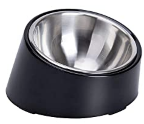 SUPER DESIGN Mess Free 15 Degree Slanted Bowl for Dogs and Cats 0.5 Cup Black